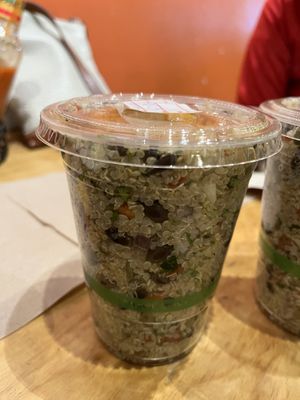 Take away options such as salad and quinoa with beans  at Middle Way Cafe in Anchorage