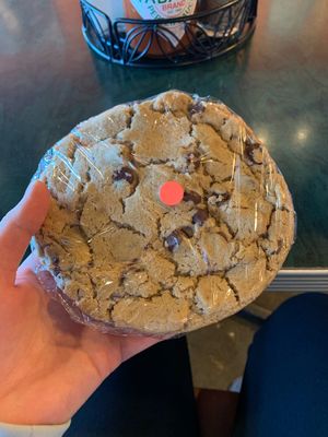 huge and delicious gf vegan cookie. warmed it up at home   at Middle Way Cafe in Anchorage