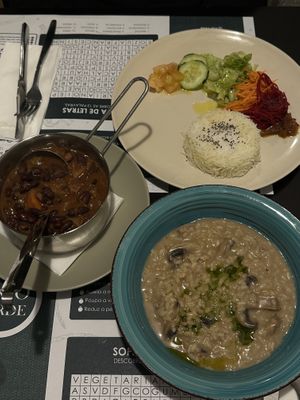 Feijoada & mushroom risottoo #Veganuary at Anjo Verde in Braga