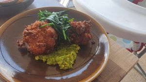 Vegan corn fritters at Cafe 1909 in Mildura