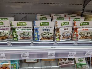 Vegan cheeze spreads at My Bio Shop in Ruoms