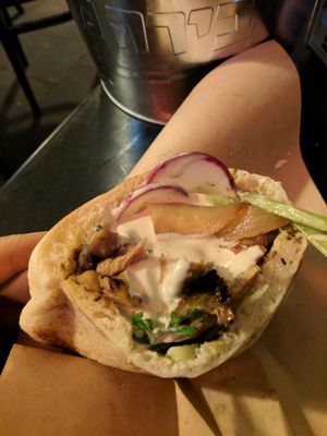 Vegan schwarma in a pita  at Sultana in Tel Aviv