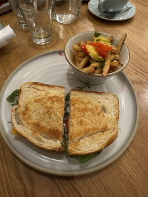 Avocado Grilled Cheese and Dragon Friess  at Fresh Kitchen & Juice Bar in Toronto