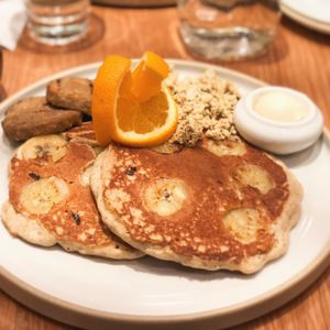 Pancake brunch platter at Fresh Kitchen & Juice Bar in Toronto