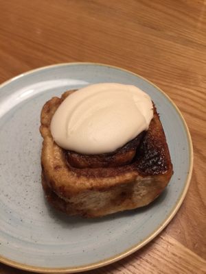 Cinnamon bun at Fresh Kitchen & Juice Bar in Toronto