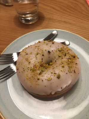 Rose pistachio donut at Fresh Kitchen & Juice Bar in Toronto