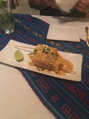 Grilled street corn  at Elvi's Kitchen in San Pedro