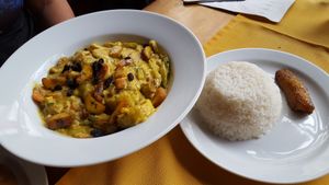 The best veggie curry in Belize. at Elvi's Kitchen in San Pedro