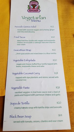 11/17/18 Veggie menu at Elvi's Kitchen in San Pedro