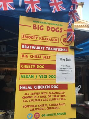 Menu board at Big Dogs in Kingston Upon Thames