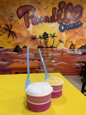 mango & coconut sorbet at Paradise Cream in San Pedro