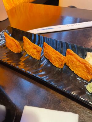 Four pieces of fried tofu at Tony's Sushi in Ocala