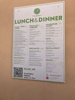 Menu  at Ciao Checca in Rome