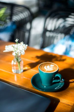 Flat white coffee at Kin Cafe in Seminyak