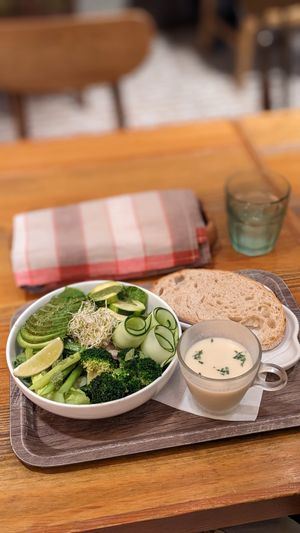 Green Salad with soup and bread at Mr. Farmer - Midtown Hibiya in Tokyo