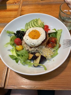Vegan loco moco rice place is really good   at Mr. Farmer - Midtown Hibiya in Tokyo