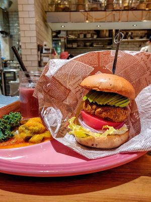Avocado teriyaki burger at Mr. Farmer - Midtown Hibiya in Tokyo