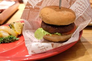 Avocado and teriyaki burger at Mr. Farmer - Midtown Hibiya in Tokyo