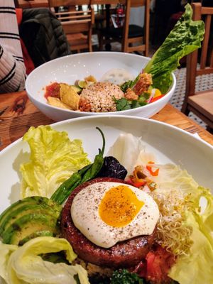 Loco Moco (vegan) & Taco rice bowl (vegan) at Mr. Farmer - Midtown Hibiya in Tokyo