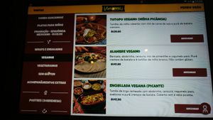 Vegan menu at Mexicaníssimo - Vila Madalena in Sao Paulo
