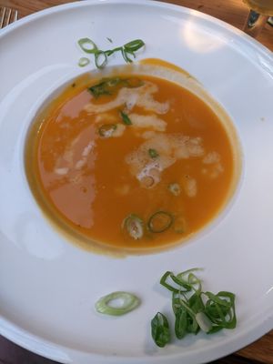Sweet potato coconut soup at Zeeuwse Streken in Middelburg