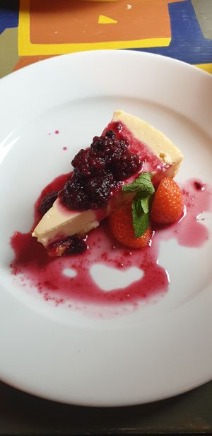 baked vegan cheese cake at The Cosy Club in Hereford