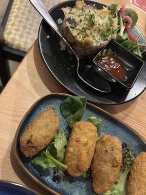 Tortilla and mushroom croquetas  at Lola's Tapas Restaurant in Bournemouth