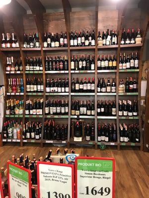 Wine selection at BioJu in Tirana