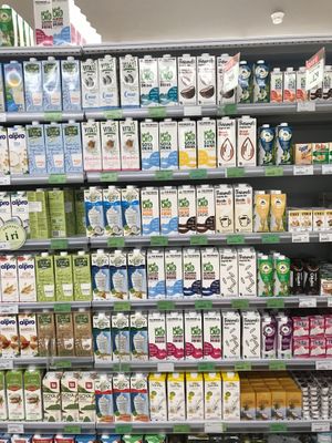 Milk section at BioJu in Tirana