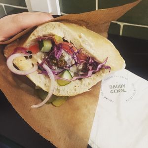 Green falafel in pitta with hummus! at Daddy Cool in Split