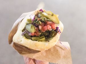 falafel with hummus and spicy things:) at Daddy Cool in Split