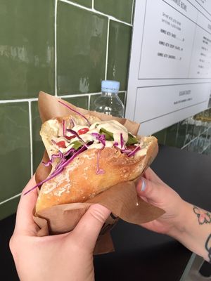 Green falafel with hummus and tahini sauce at Daddy Cool in Split