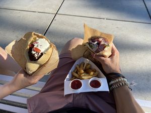Falafel pitas (yoghurt in the one on the left) at Daddy Cool in Split