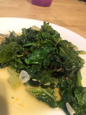 Greens with Sichuan Pepper at The Good Heart - Tibetan Memories in Frome