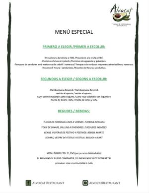 Menu especial 21,95€ amb 2 begudes i postres/cafè at Alvocat in Tarragona