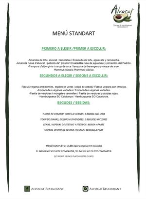Menú standart 17,85€ amb 1 beguda i postres/cafè at Alvocat in Tarragona
