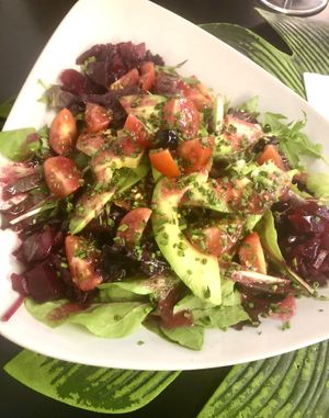 Beetroot , tofu , avocado salad at Alvocat in Tarragona