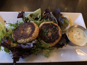 Vegan Tofu Crab Cakes  at Tula Kitchen in Bay Shore
