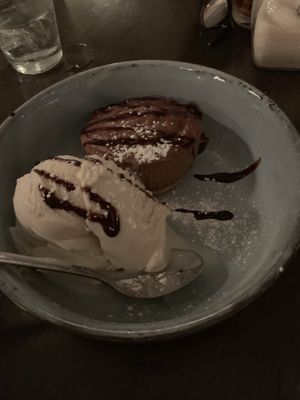Vegan peanut butter chocolate pudding with vegan ice cream  at Tula Kitchen in Bay Shore