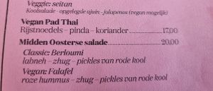 part of menu - vegan clearly mentioned at CultuurCafé de Grote Post in Oostende