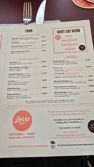 Menu July 2025 at CultuurCafé de Grote Post in Oostende