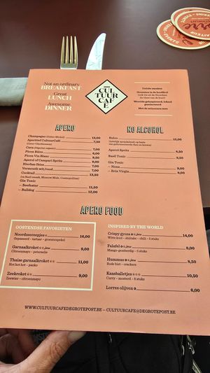 Menu July 2025 at CultuurCafé de Grote Post in Oostende