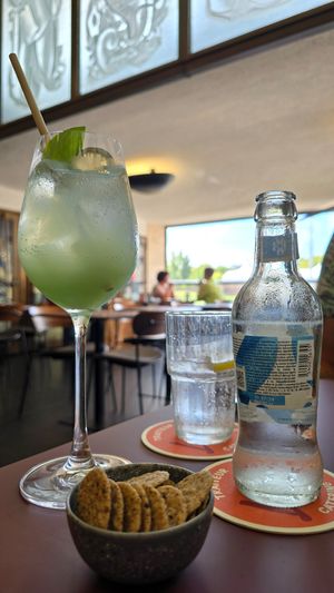 Mocktail and tonic - BROWN CRACKERS NOT VEGAN!! at CultuurCafé de Grote Post in Oostende