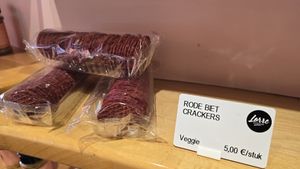 THE RED ROUND CRACKERS ARE NOT VEGAN at CultuurCafé de Grote Post in Oostende