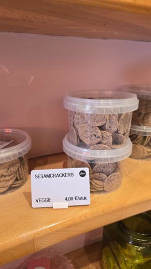 THE BROWN ROUND CRACKERS ARE NOT VEGAN at CultuurCafé de Grote Post in Oostende