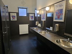 Toilets sinks at CultuurCafé de Grote Post in Oostende