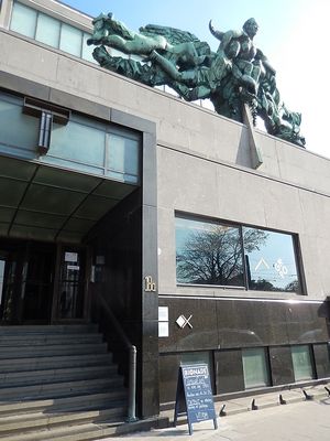 front of old postal building at CultuurCafé de Grote Post in Oostende
