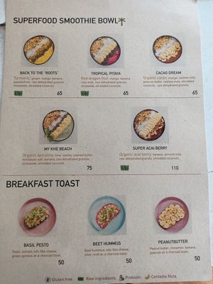 Menu at Roots Plant-Based Cafe in Da Nang