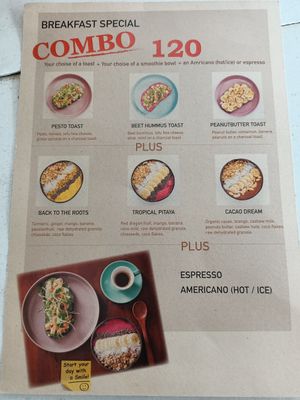 Menu at Roots Plant-Based Cafe in Da Nang