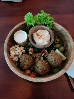 Falafel bowl at Roots Plant-Based Cafe in Da Nang